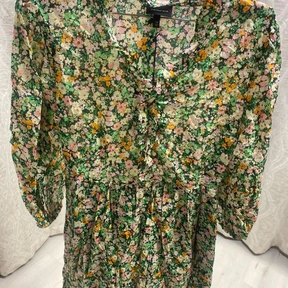 Who What Wear Multicolor Floral Long Sleeve Dress - Picture 3 of 10